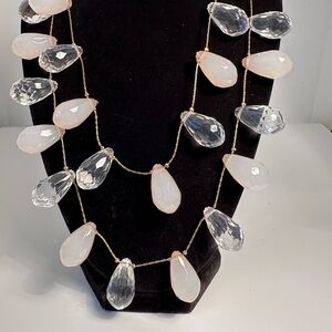 Elegant Pink and Clear Teardrop Necklace